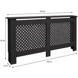 ECD Germany Heizkörperverkleidung Wabenmuster 152x19x82 cm Schwarz