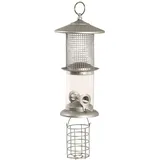 Siena Garden Futtersäule Dreierlei für Mischfutter, Nüsse und Meisenknödel 18x18x50cm, silber lackierter Stahl 1St.