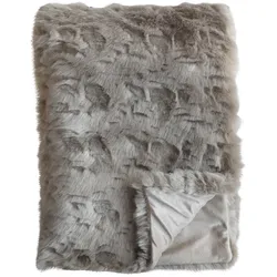 Chic Antique Plaid aus Pelzimitat, 180 x 150 cm, latte