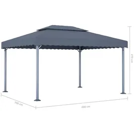 vidaXL Pavillon 4 x 3 m inkl. 4 Seitenteile Grau