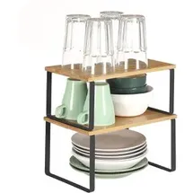 Songmics Küchenregal KCS02NB, braun, 2er Set, für Arbeitsplatte, 29,7 x 15,5 x 19,5cm