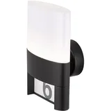 WOFI Wandleuchte Außen Wandlampe Hausnummer Außenleuchte Ip54, Hauswandlampe Terrasse Garten, Metall schwarz, Aufkleber, 1x LED 10,5w 660lm 3000k, Hxbxt 28x15,5x13,5cm, 12227