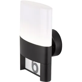 WOFI Wandleuchte Außen Wandlampe Hausnummer Außenleuchte Ip54, Hauswandlampe Terrasse Garten, Metall schwarz, Aufkleber, 1x LED 10,5w 660lm 3000k, Hxbxt 28x15,5x13,5cm, 12227