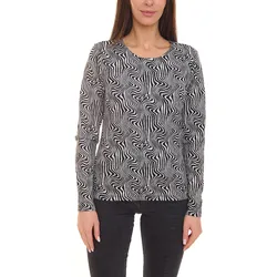 Aniston CASUAL Damen Langarm-Bluse stylische Damen Bluse mit Allover-Muster 56117949 Schwarz/Weiß - 32
