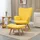 Homcom Ohrensessel Cord 80 x 99 x 80 cm Gelb mit Hocker