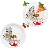 MamboCat Pizzateller 2er Set Alberto Pizzateller Ø30,5cm 2 Personen XL-Teller Platte groß