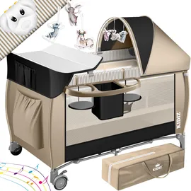 Kidiz KIDIZ® Babybett 3 in 1 Reisebett Kombi Set Baby Bett mit Wickelauflage Moskitonetz Laufstall Baby ab Geburt bis 15 kg luftige Seitenwände mit Seiteneingang Tragetasche zusammenklappbar