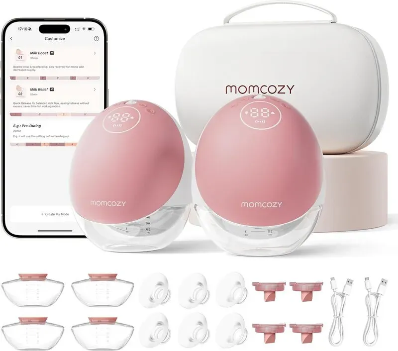 Momcozy M9 Brustpumpe - Doppelpack - burgunderrot