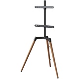 Hama TV Ständer im Staffelei Design (Stabiler Fernsehständer für 32-65 Zoll, höhenverstellbarer TV Stand als Tripod, kompaktes TV Stativ, VESA kompatibler Bodenständer) Echtholz, Buche