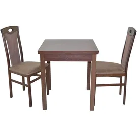 Hofmann Living And More Essgruppe "3tlg. Tischgruppe", braun (nussbaum, nachbildung, braun, nussbaum, nachbildung), B:45cm H:95cm T:48cm, FSC-zertifiziertes Massivholz, HOFMANN LIVING AND MORE, Sitzmöbel-Sets, Essgruppe, Stühle montiert