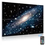 JBER Art Akustikpaneele selbstklebend, 6 Pack große Wandbilder für die Wanddekoration mit Sternenlicht-Blitze, schallabsorbierende Paneele für Aufnahmestudio, Wohnzimmer, 180 x 120 cm(Nebula)