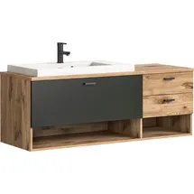 WELLTIME Waschbeckenunterschrank Dolo 2 Schubkästen 138 x 51 x 48 cm Grau