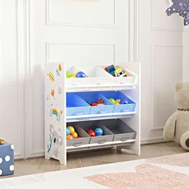 [en.casa] Kinderregal Boiro 60 x 62 x 30 cm Holzwerkstoff blau-grau
