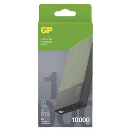 GP Powerbank M2+ 10C, 10000mAh 2xUSB-C/1xUSB-A grün LED-Anzeige - Grau