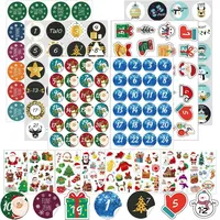 24 Adventskalender Nummer Aufkleber Weihnachten 6x24 Zahlen Sticker 8x Cartoon Sticker 4cm Disney Etiketten