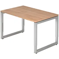 Bümö Schreibtisch Nussbaum, Silber, Nachbildung,Nussbaum, Rechteckig, 120x74x80 cm, FSC