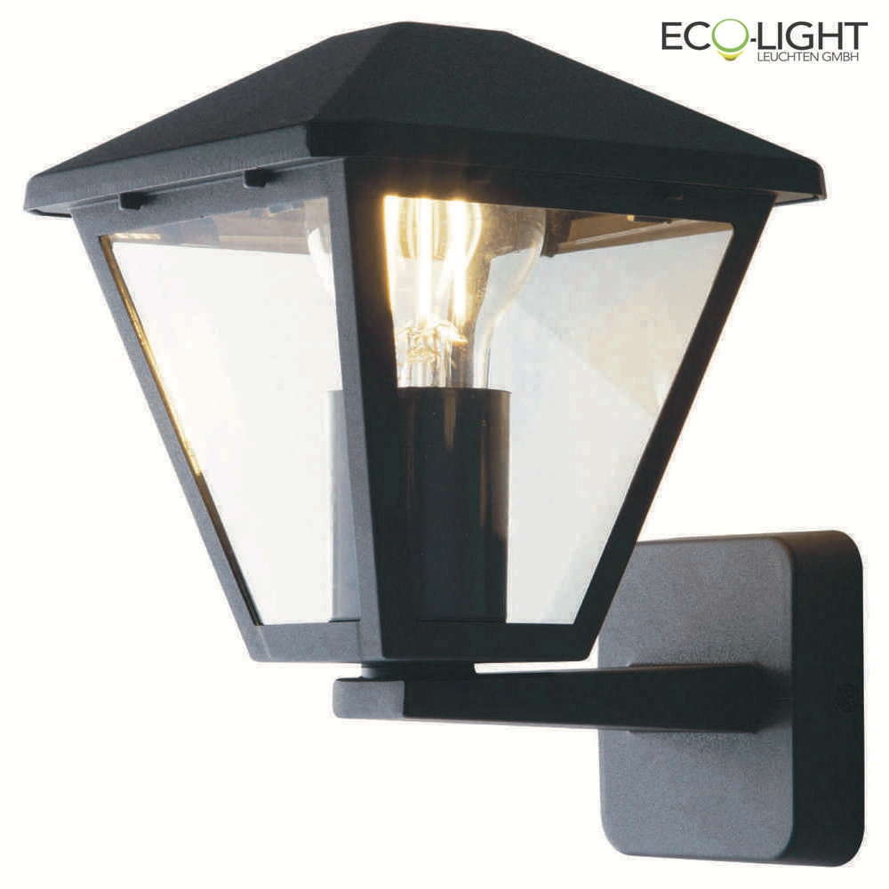 Luce Design Wandleuchte/- Laterne PRISMA, mit Glasdiffusor, exkl. 1xE27, max. 60W, IP44, anthrazit ECO-LANT-PRISMA/AP1A