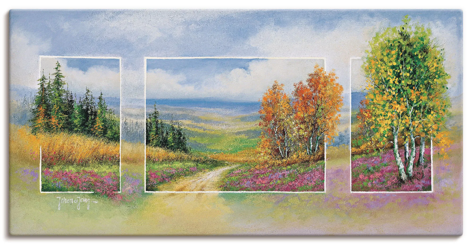 Artland Wandbild »Frühlling Triptychon«, Vier Jahreszeiten, (1 St.), als Leinwandbild, Wandaufkleber in verschied. Größen Artland gelb