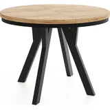ESSTISCH Strato Black runder ausziehbarer, Eiche Craft braun 100-200/100/77 cm