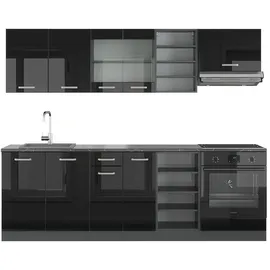 Vicco Küchenzeile R-Line 240 cm Schwarz Hochglanz