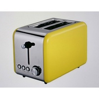 Michelino 2-Scheiben Toaster gelb-Silber Retro Brötchenaufsatz