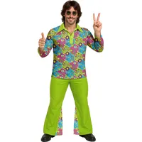 FIESTAS GUIRCA | Flower Power Hippie Kostüm für Erwachsene (56-58/XXL) - Hemd und Hose - 60er Jahre, Retro und Vintage Kostüme für Kostümpartys, Karneval und Halloween - Ideal für Herren