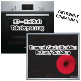 Bosch Herdset Elektro-Herd-Set Backofen + Glaskeramik-Kochfeld