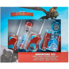Joy Toy Dragons - Adventureset 5 tlg. bestehend aus: Walkie Talkies (Batterie 2x 9V nicht enthalten), Fernglas, Kompass und Taschenlampe (Batterie 3x LR44 enthalten) in Geschenkpackung 38,6x5,5x28,7 cm