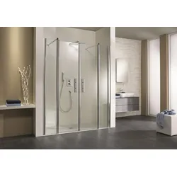 HSK teilgerahmte Raumnische pendelbar 4-teilig „Exklusiv“ Glas Carré, Profile Pergamon, B: 1600 mm H: 2000 mm