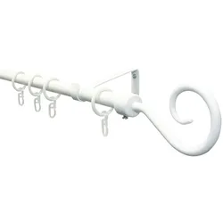 Gardinia Hook 1 Lauf Ø 16/13 mm, weiß, Gardinenstange, mit Faltenlegehaken und Befestigungsmaterial