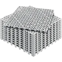 VEVOR Ineinandergreifende Fliesen 12 Stk. Bodenfliesen Drainage-Bodenfliesen, Bodenfliesen 30 x 30 cm Außenbereich Quadratische Bodenfliesen Terrasse PVC Bodenfliesen Badezimmer, Pool, Toilette, Grau