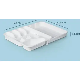 Pro Home Besteckkasten ausziehbar 33,5 x 26 bis 46 x 4,5 cm Kunststoff Weiß