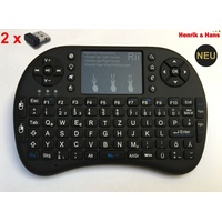 Rii i8+ Mini Funk Kabellos Tastatur Touchpad Keyboard Backlit Deutsch + 2xDongle