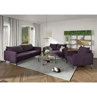 S-Style Möbel Polstergarnitur 3+2+1 Azalea mit Schwarz Metall Füßen aus Luxusmikrofaser, (1x 3-Sitzer-Sofa, 1x 2-Sitzer-Sofa, 1x Sessel), mit Wellenfederung lila
