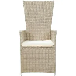 vidaXL Garten-Liegestühle 2 Stk. mit Auflagen Poly Rattan Beige