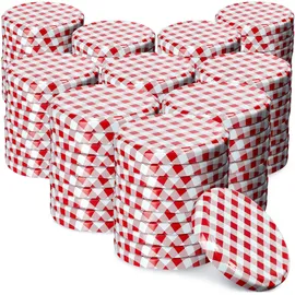 Kadax Ø Schraubdeckel Fi66 mm Ersatzdeckel Set, 100 Stück, Rot kariert