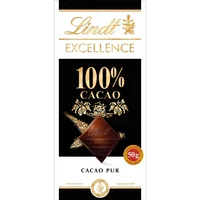 Lindt Schokolade | EXCELLENCE Tafel 100% | 50g | extra dünne Feinherbe Bitter-Schokolade mit intensivem Kakao-Geschmack | vegane Schokoladen-Tafel