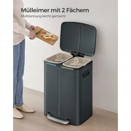 Songmics Mülleimer 2 x 20 l Grau