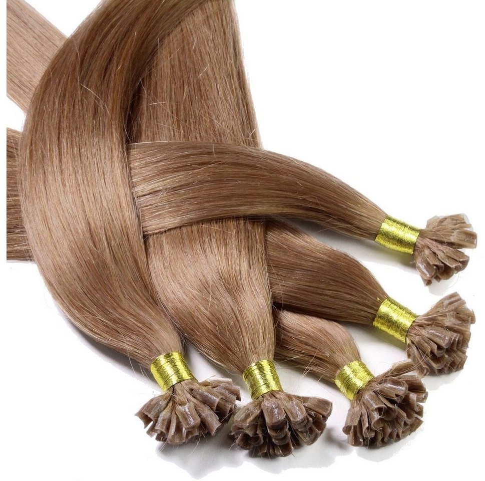 hair2heart Echthaar-Extension Bonding Extensions - glatt #8/1 Hellblond Asch 0.5g 40cm goldfarben 0.5 cm