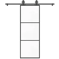 vidaXL Schiebetür mit Beschlag 76x205 cm ESG-Glas & Aluminium