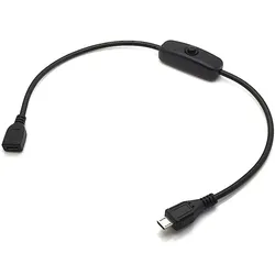 USB 2.0 DC-Kabel mit Schalter Micro B Buchse - Micro B Stecker 0,30m schwarz