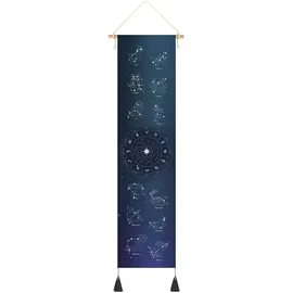 CoolChange Hochwertiges Astrologie Rollbild aus Stoff | Kakemono 130x33cm | Inkl. Haken | Motiv: Sternzeichen