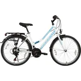 Rezzak 26 Zoll Fahrrad Mädchen Fahrrad Damen Fahrrad Citybike 21 Gang Drehschaltung RH ca 47cm Weiss Türkis -052