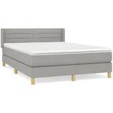 vidaXL Boxspringbett mit Matratze Hellgrau 140x200 cm Stoff