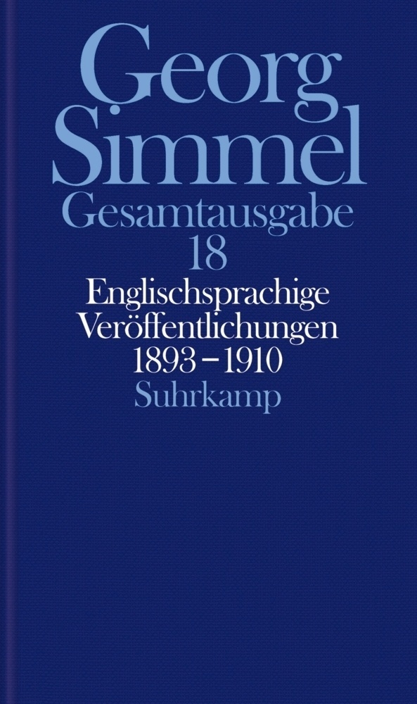 Englischsprachige Veröffentlichungen 1893-1910 - Georg Simmel  Leinen