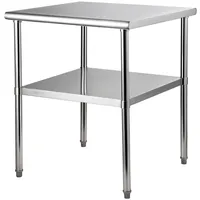 Vevor Kommerzieller Edelstahltisch 76,2 x 76,2 x 91,4 cm, Edelstahl Zweilagiger Arbeitstisch Zerlegetisch Gastro 226 kg + 136 kg Tragfähigkeit, Gewerbe Küchentisch, Zubereitungstisch Küchenmöbel