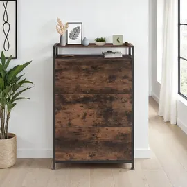 Tectake Industrial Schuhkipper 32 x 130 x 81 cm dunkelbraun / dunkel