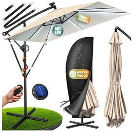 Kesser Ampelschirm Holly rechteckig Ø 350 cm mit LED Beige
