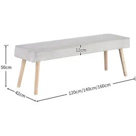 B&D home Sitzbank, Anthrazit, Textil, Eiche, 140x50x42 cm Oeko-Tex® Standard 100, Esszimmer, Bänke, Sitzbänke