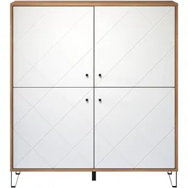 trendteam Highboard 123 x 136 x 40 cm Eiche / Weiß